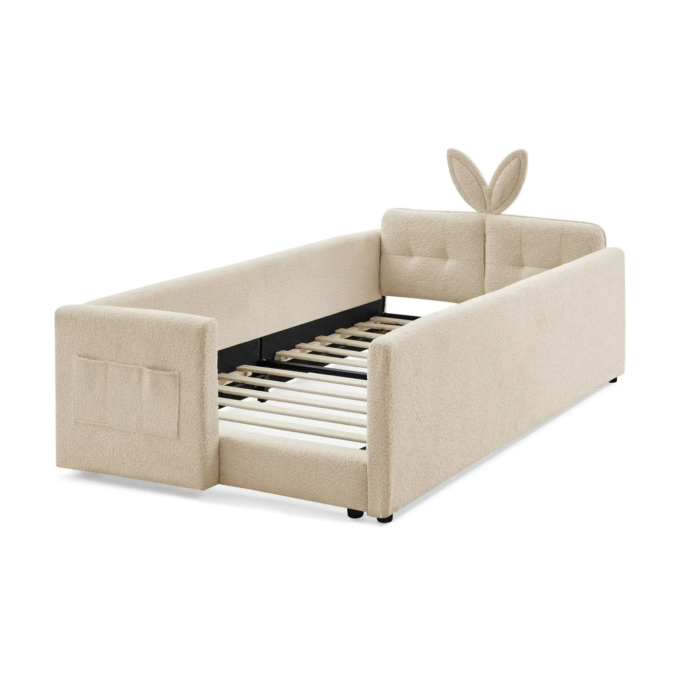 Cute Rabbit Ear Upholstered Platform Bed Frame With Safety Rail by HouseOfZazla