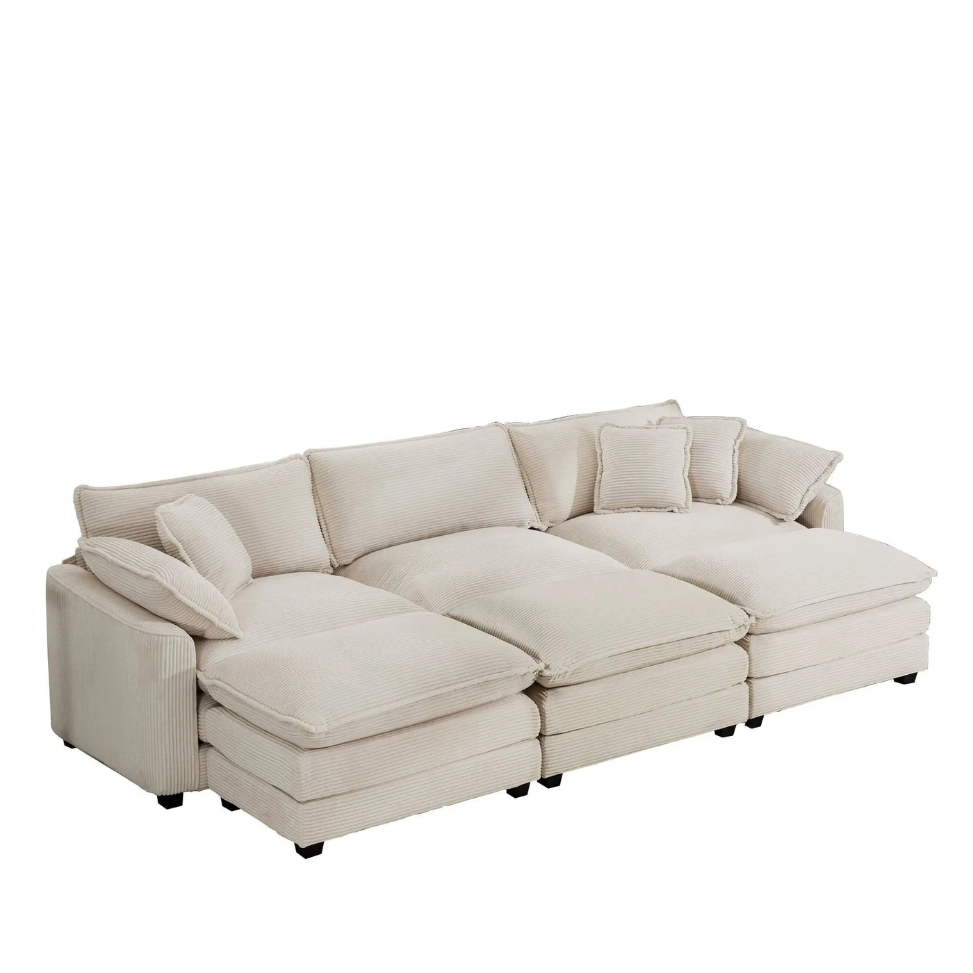 Modern Oversized Modular Cushion Sofa With Ottoman, Low Back, Deep Seating Sofa Set by HouseOfZazla
