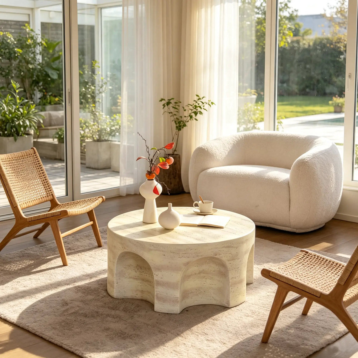 Mgo Modern Minimalist Round Accent Coffee Table by HouseOfZazla