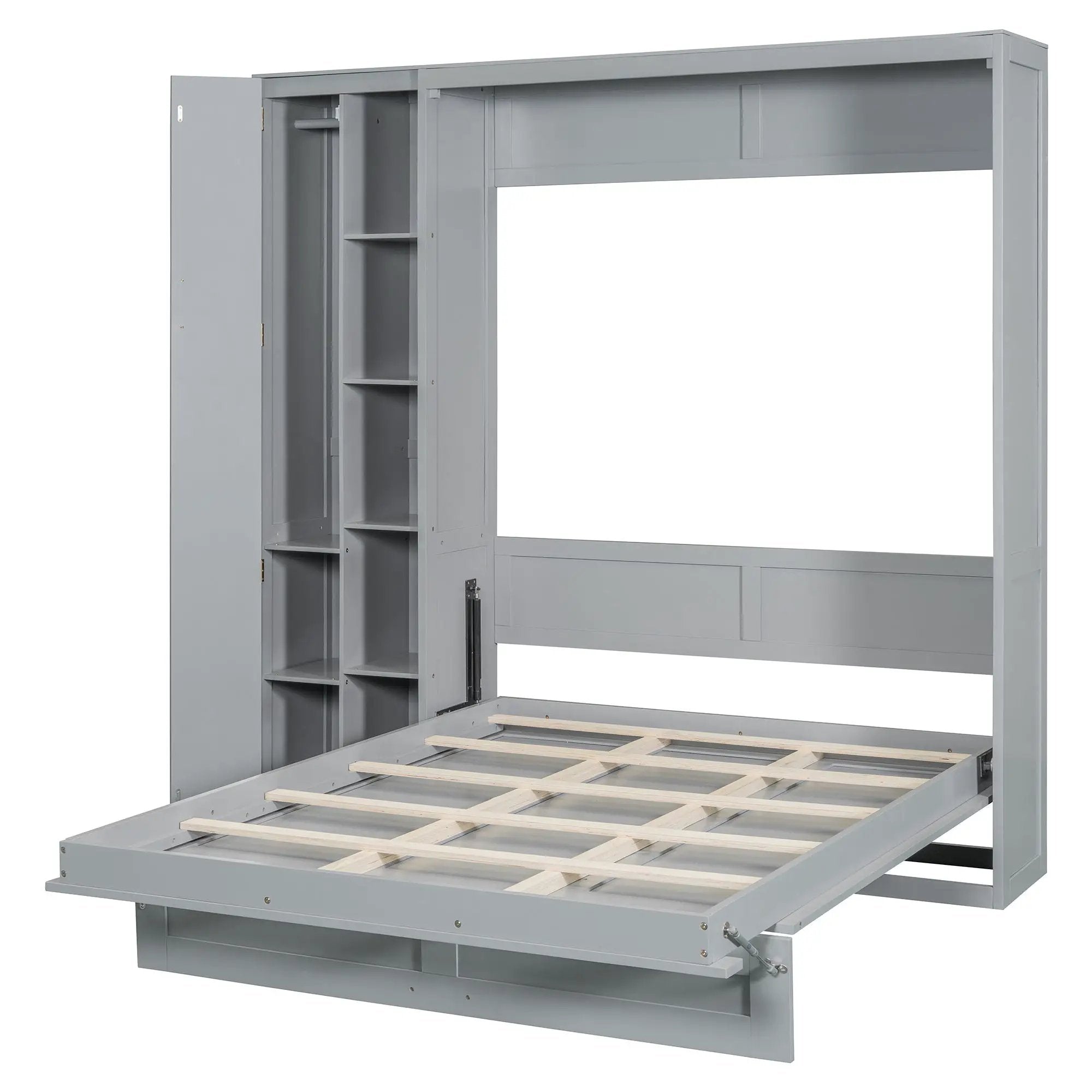 Murphy Wall Bed With Shelves, Wardrobe And LED Lights