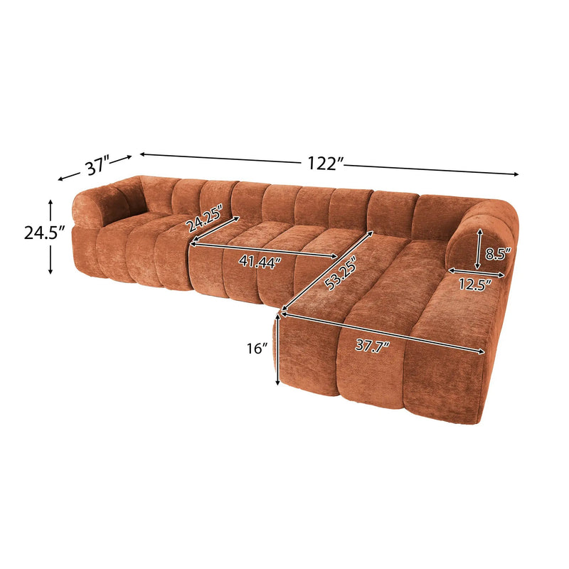 122" Modern L-Shaped Sectional Sofa with Chaise Lounge by HouseOfZazla