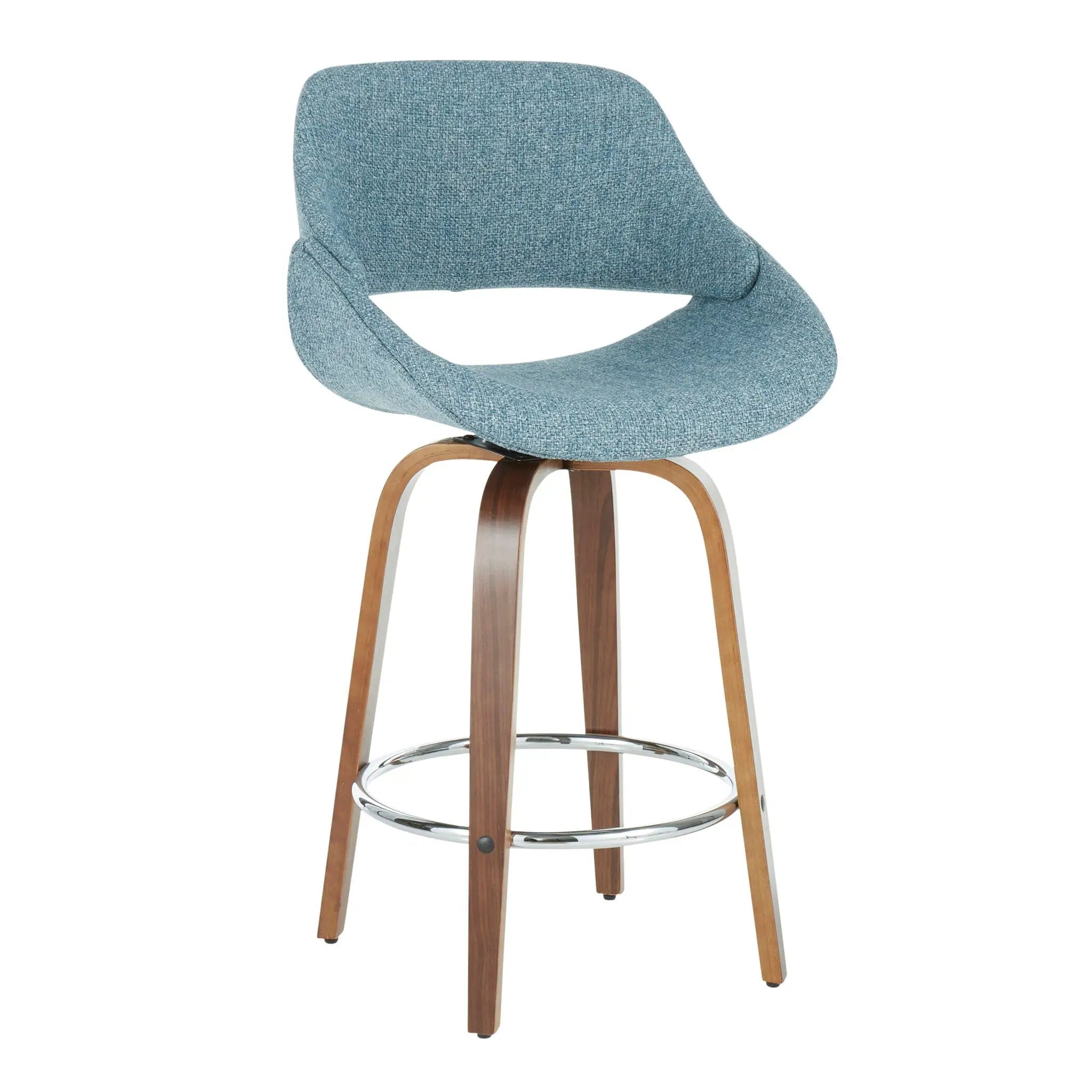 Fabrico - Mid Century Modern, Fixed Height Counter Stool With Round Footrest (Set of 2) by HouseOfZazla