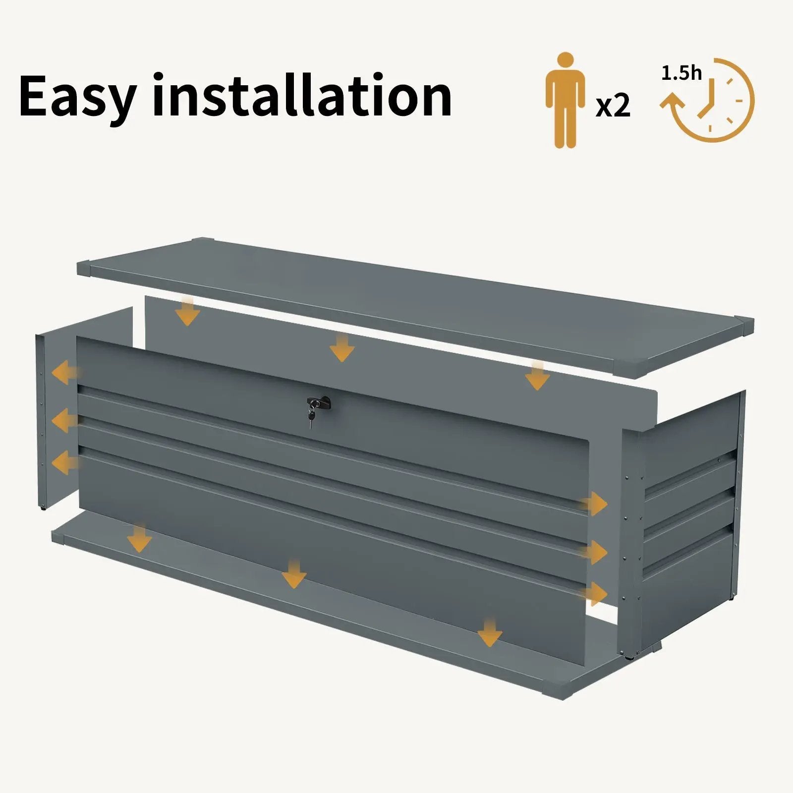 260 Gallon Metal Outdoor Deck Box Waterproof by HouseOfZazla