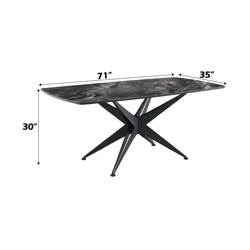 Klaus - Dining Table - Crystal Tempered Glass Top & Black Finish by Unique Piece Furniture