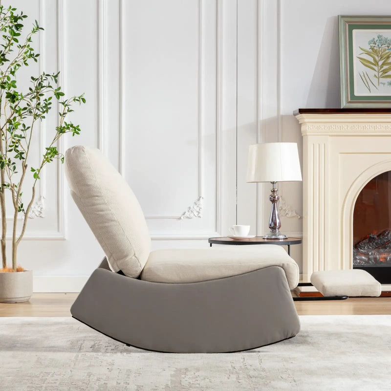 Modern Rocking Chair Recliner, Comfy Rocker Nursery Chair With Footrest, Accent Reading Chair, Upholstered Lounge Chair For Relaxing, Resting, Soft Padded Rocker For Indoor Living Room Bedroom by HouseOfZazla