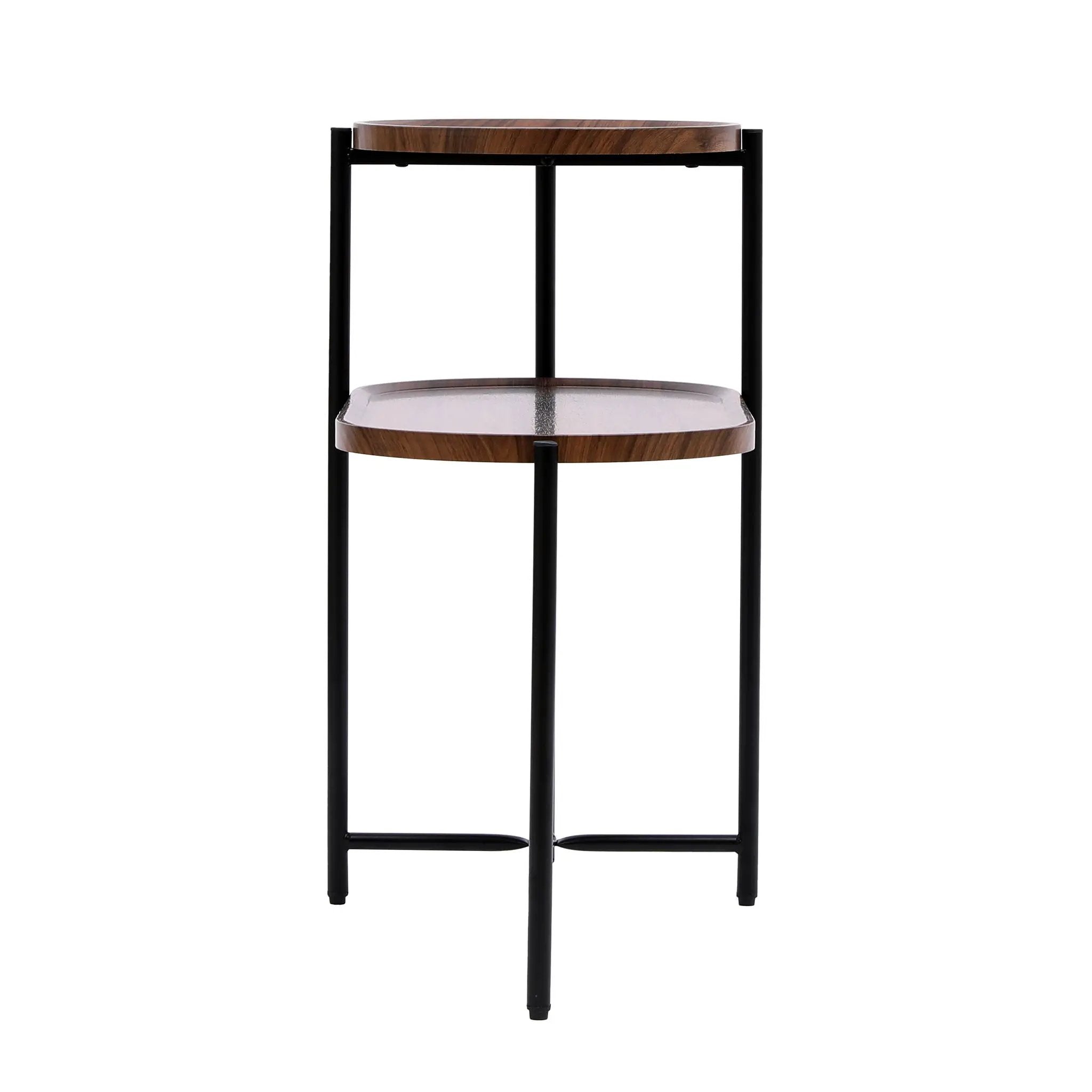 Round Coffee Table With Storage Tray 2 Tier Oval End Tables Wooden Small Side Table For Living Room by HouseOfZazla