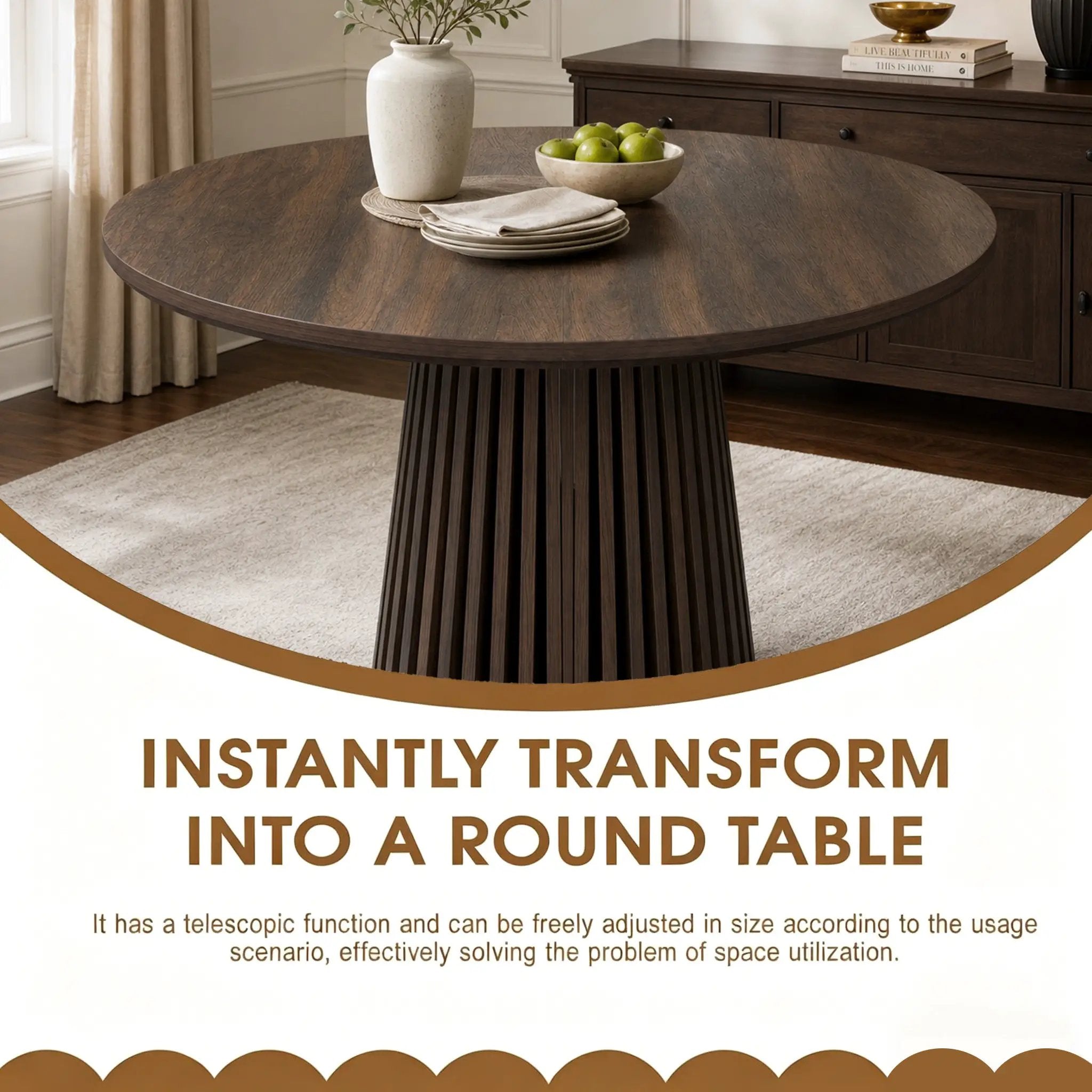 Walnut-Colored Wooden Dining Table by HouseOfZazla