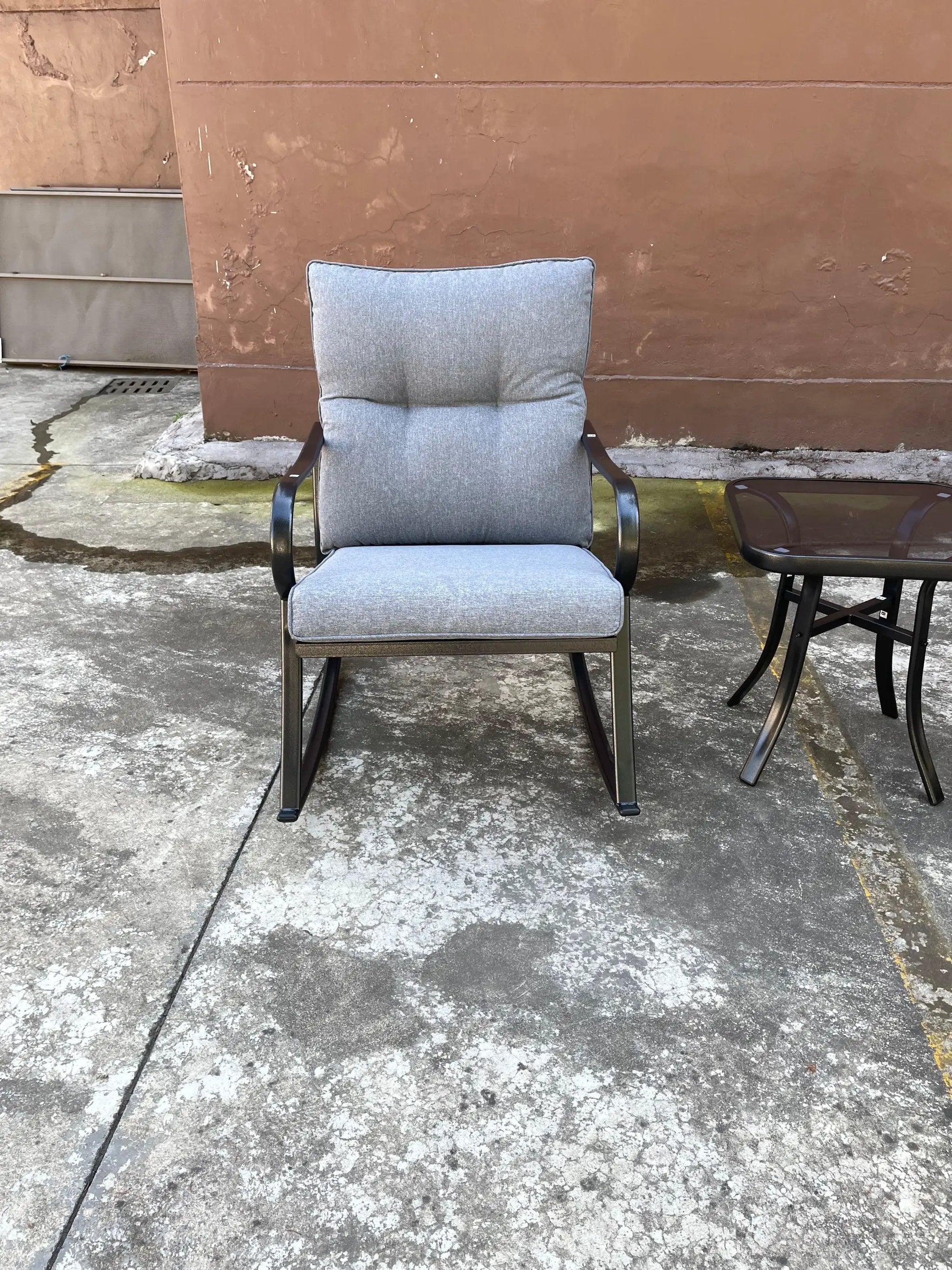 Rocker Set Chair and Teapoy Medium Grey by HouseOfZazla