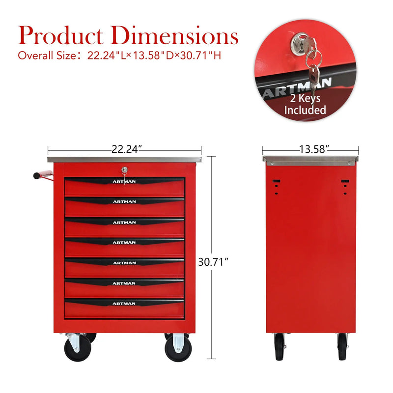 7 Drawers Multifunctional Tool Cart with Wheels by HouseOfZazla