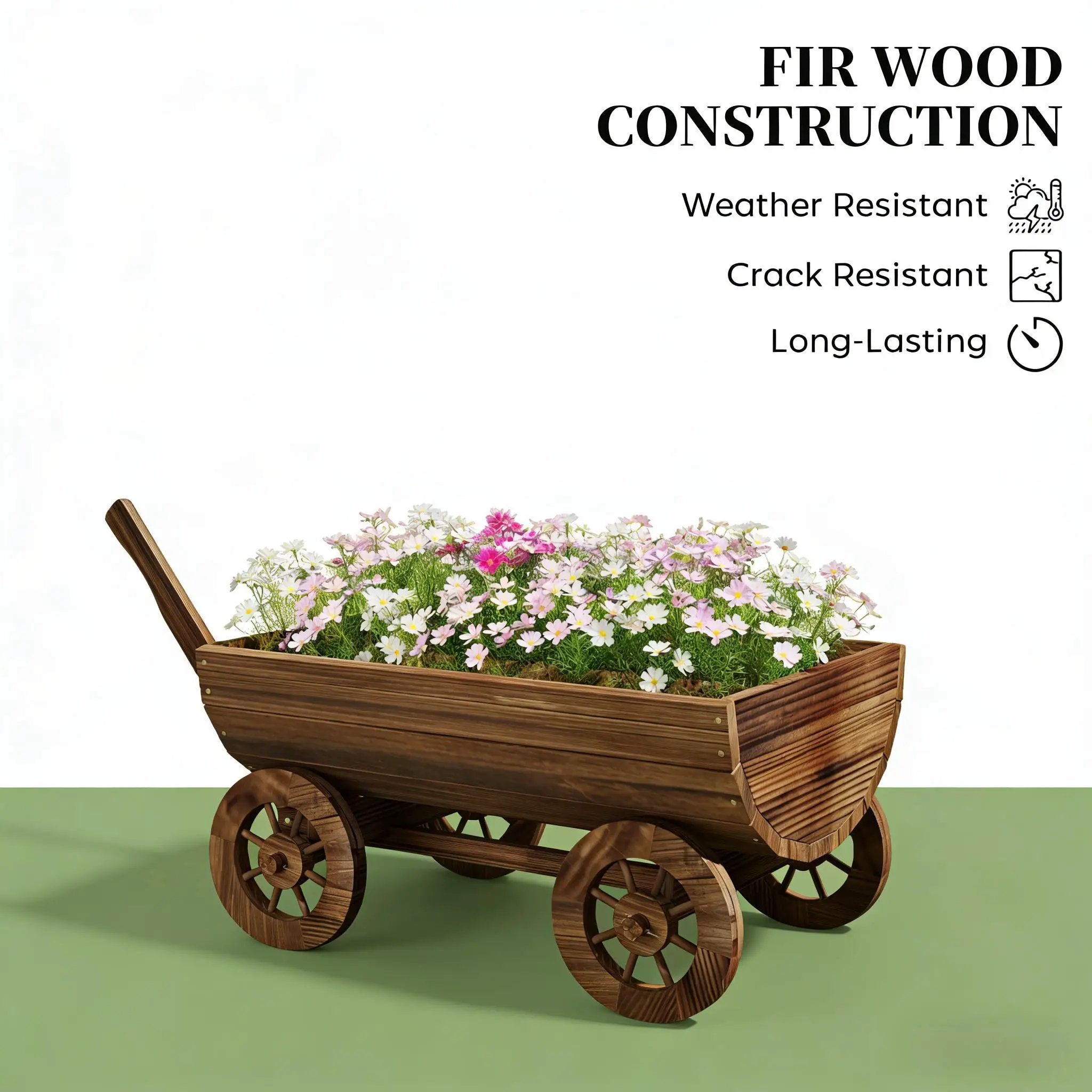 Small Wheelbarrow Wagon Flower Cart Wooden Mobile Garden Planter by HouseOfZazla