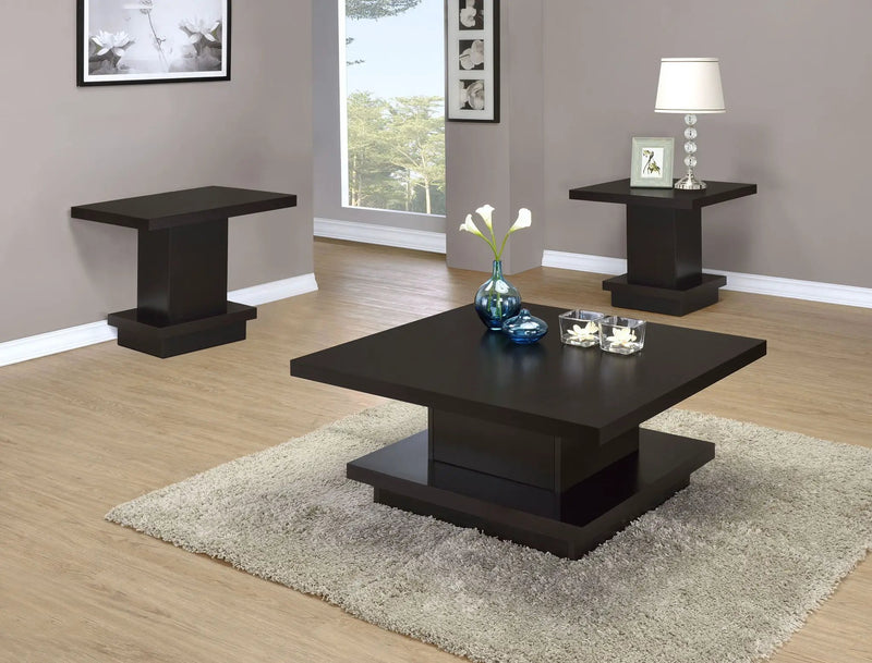 Reston 3-piece Square Coffee and End Table Set Cappuccino by Unique Piece Furniture