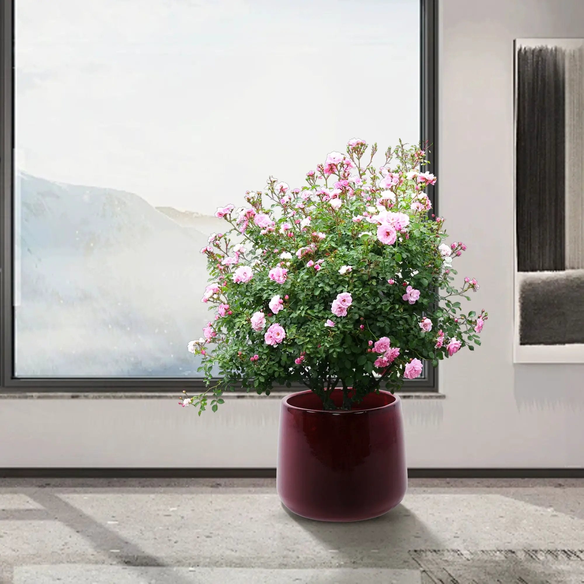 4 Pieces Planter Pot, Indoor Outdoor Flowerpot For Patio, Garden, Or Windowsills - Bean Paste Red by Unique Piece Furniture