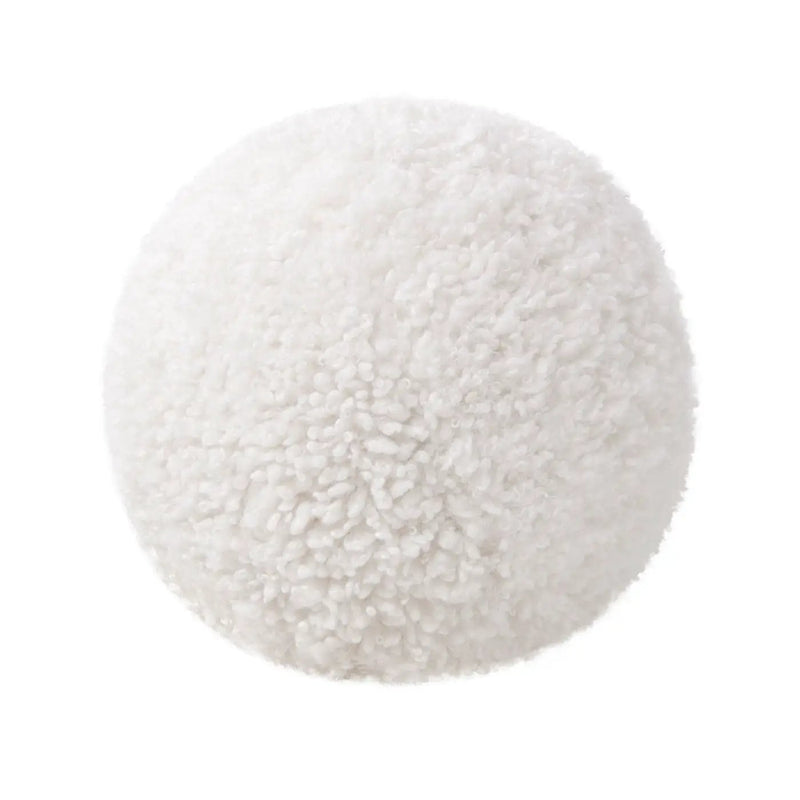 Ayla - Round Sphere Accent Ball Throw Pillow - Curly White by HouseOfZazla