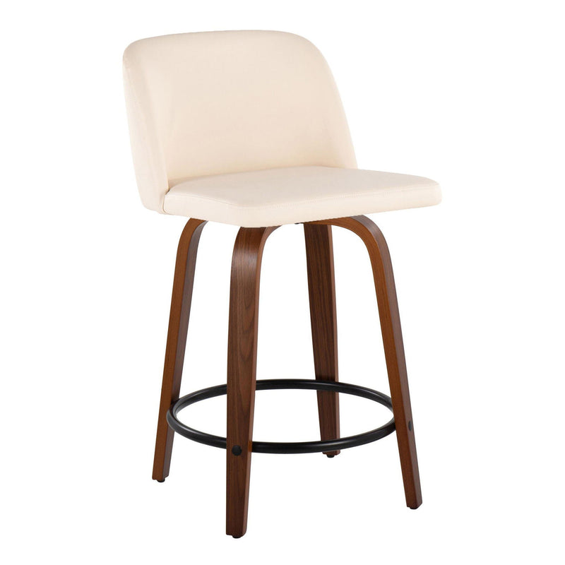 Toriano - Mid Century Modern, Fixed Height Counter Stool & Swivel And Round Footrest (Set of 2) by HouseOfZazla