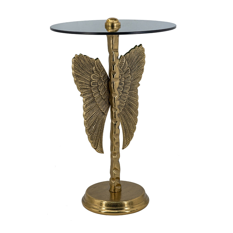 15.5x15.5x24" Round Top Accent Table With Angel Wings by HouseOfZazla