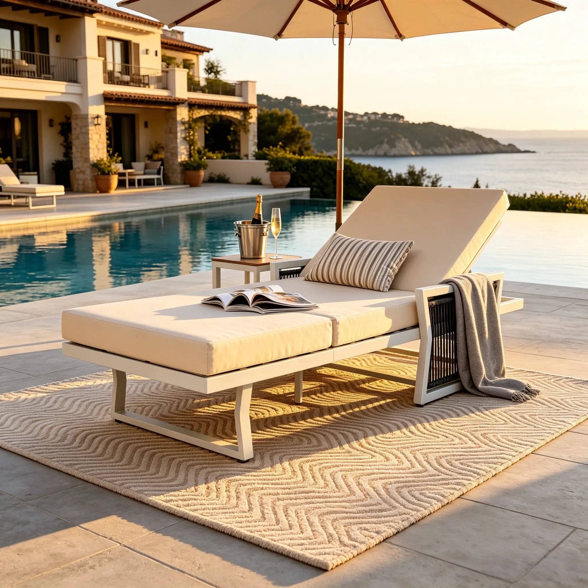 White Iron Outdoor Chaise Lounge by HouseOfZazla