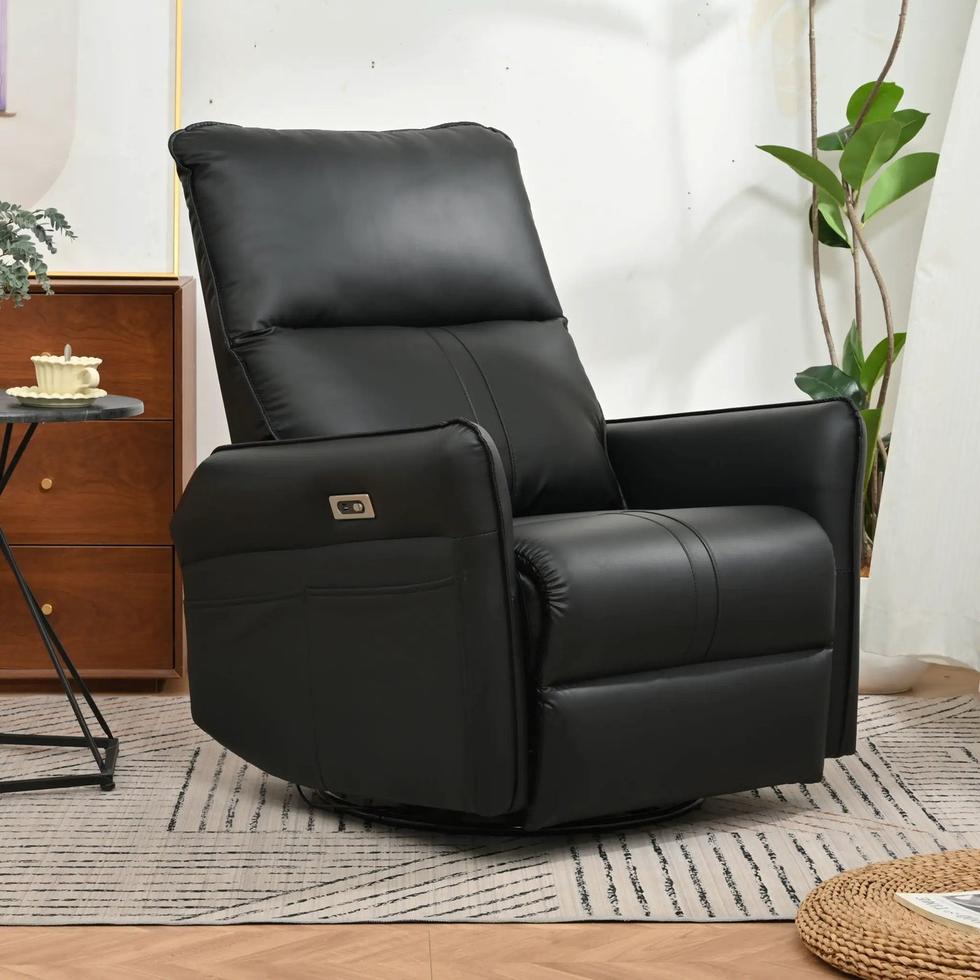 270° Power Swivel Rocker Glider Recliner Chair With USB Ports by Unique Piece Furniture