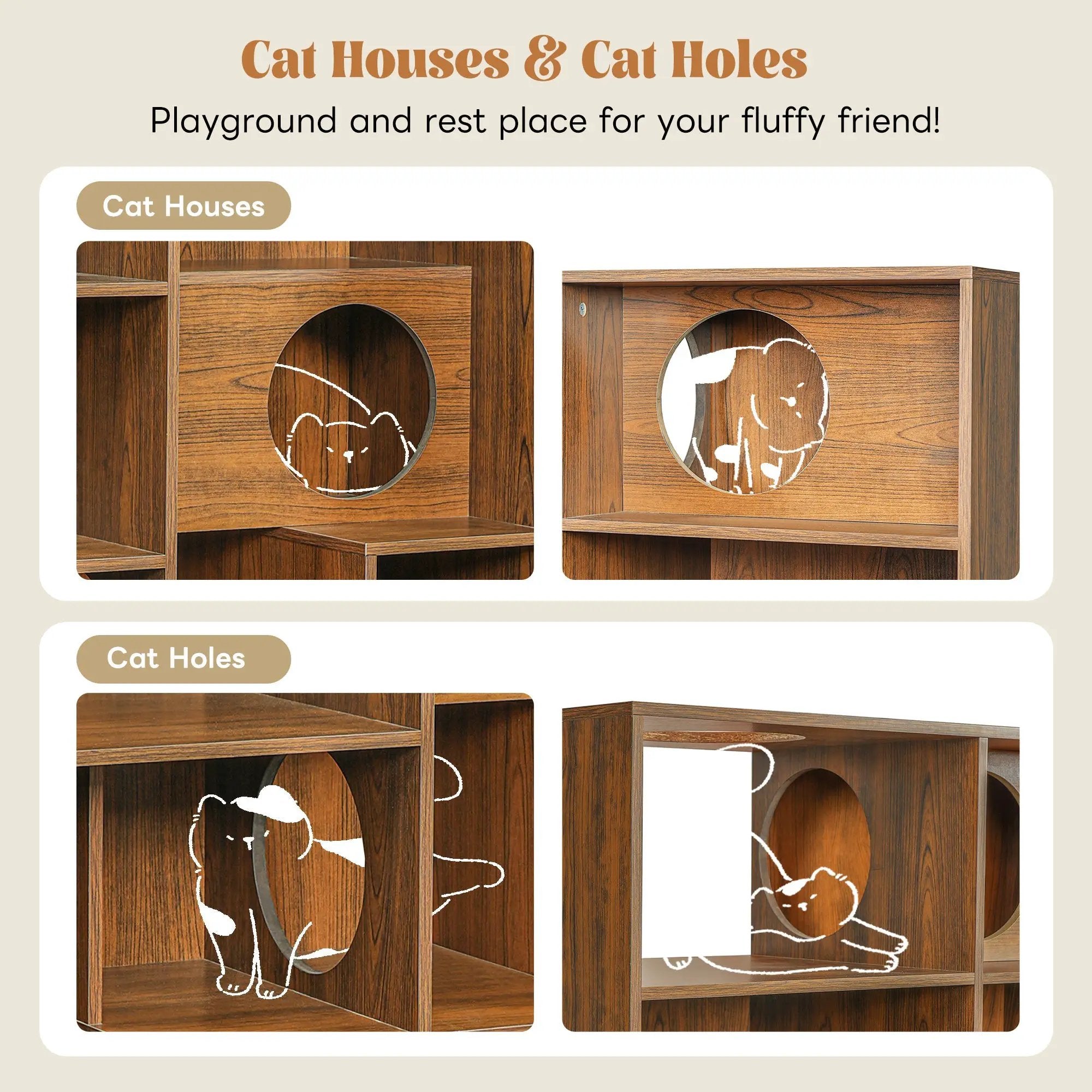 Modern 2 in 1 Wood Bookshelf Cat House by HouseOfZazla