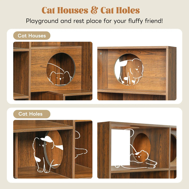 Modern 2 in 1 Wood Bookshelf Cat House by HouseOfZazla