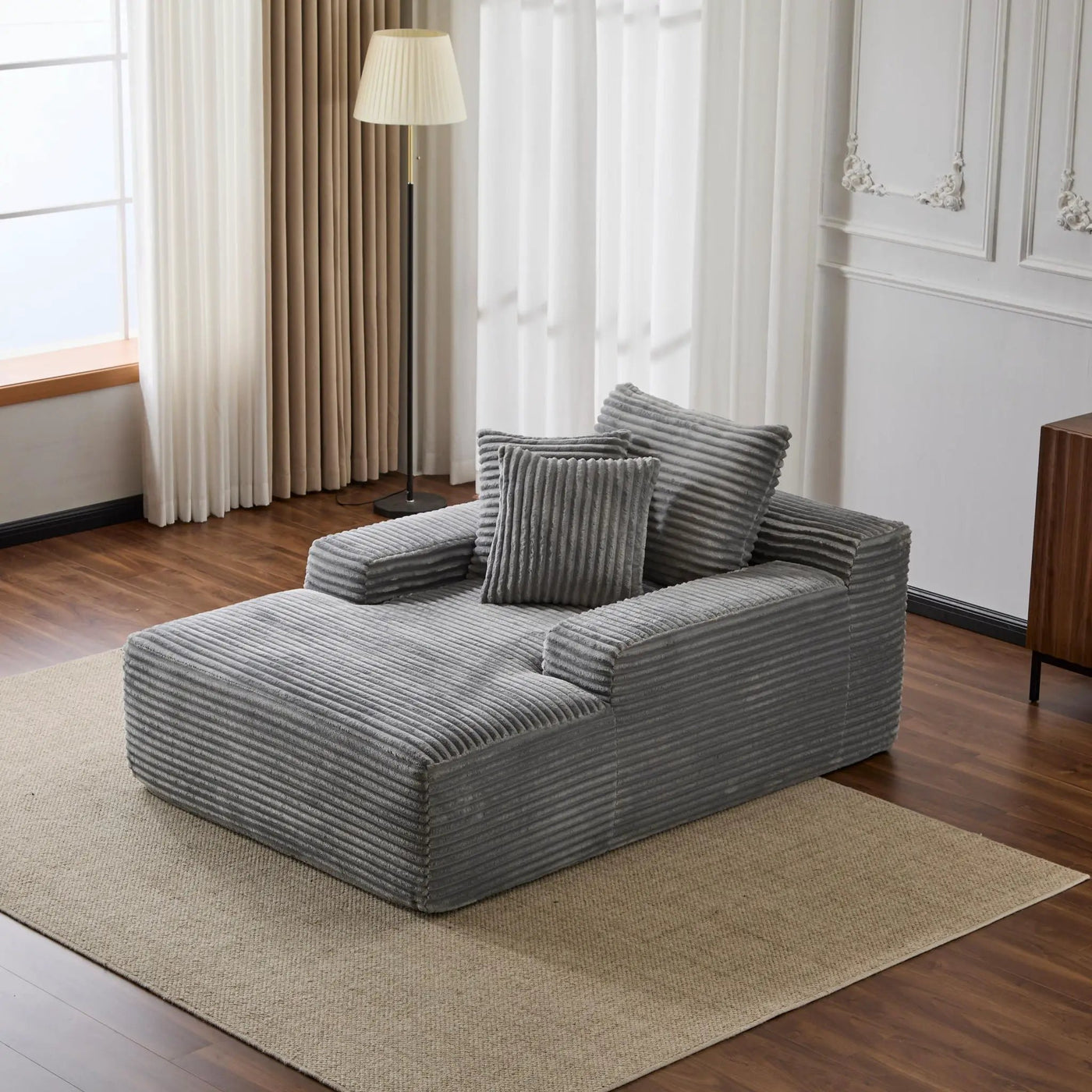 Oversized Chaise Lounge Chair Cozy Cloud Couch With 3 Throw Pillows And Wide Armrest by HouseOfZazla