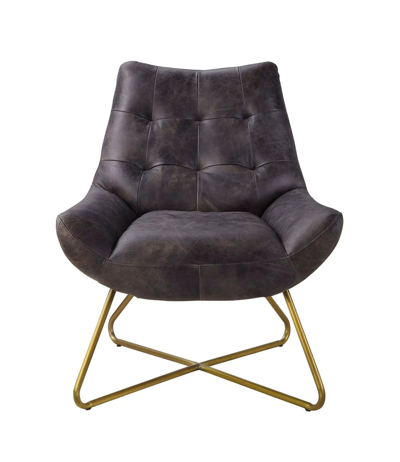 Dhalsim - Accent Chair - Antique Ebony Top Grain Leather by Unique Piece Furniture