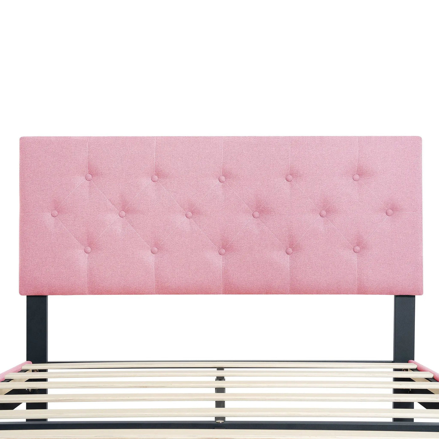 Modern Upholstered Platform Bed Frame With Button Tufted Fabric Headboard by Unique Piece Furniture