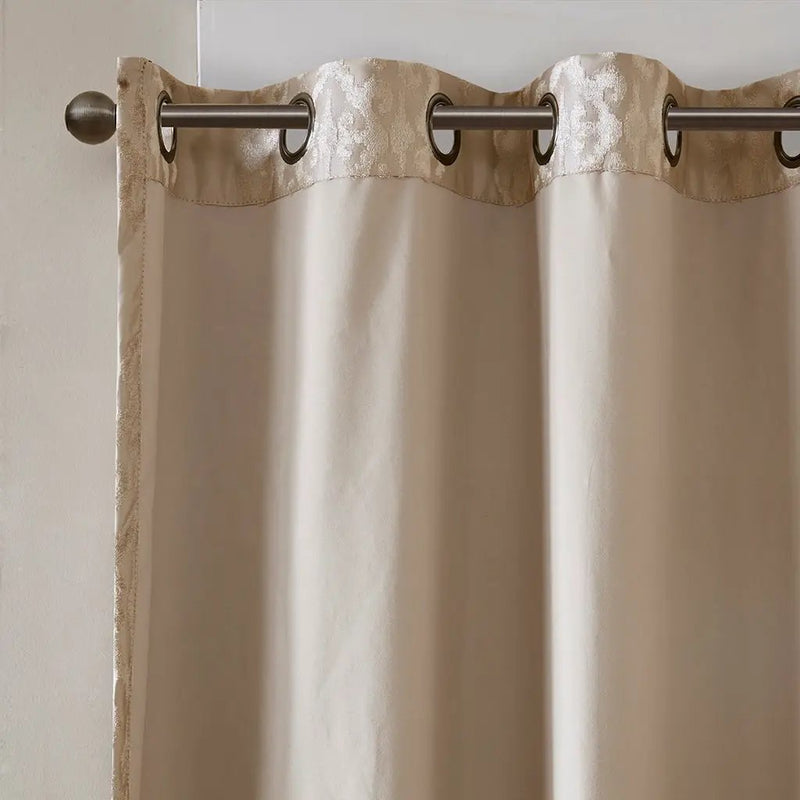 Knitted Jacquard Damask Total Blackout Grommet Top Curtain Panel by HouseOfZazla