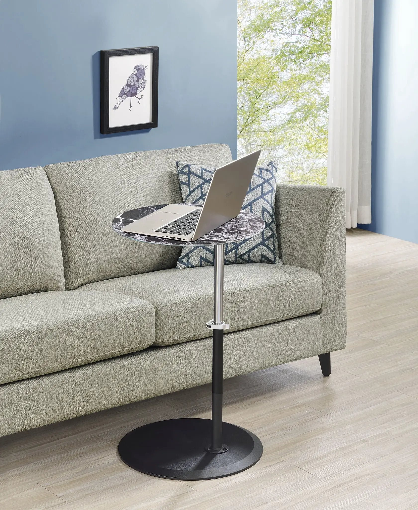 Orbit - 15.5" End Table With Height Adjustable Marble Textured Top by Unique Piece Furniture