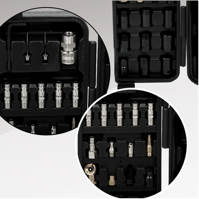 71 Piece Air Tool And Accessories Kit, Impact Wrench, Air Ratchet, Die Grinder, Aire Hammer, Hose Fittings, Storage Case - Black / Silver by HouseOfZazla