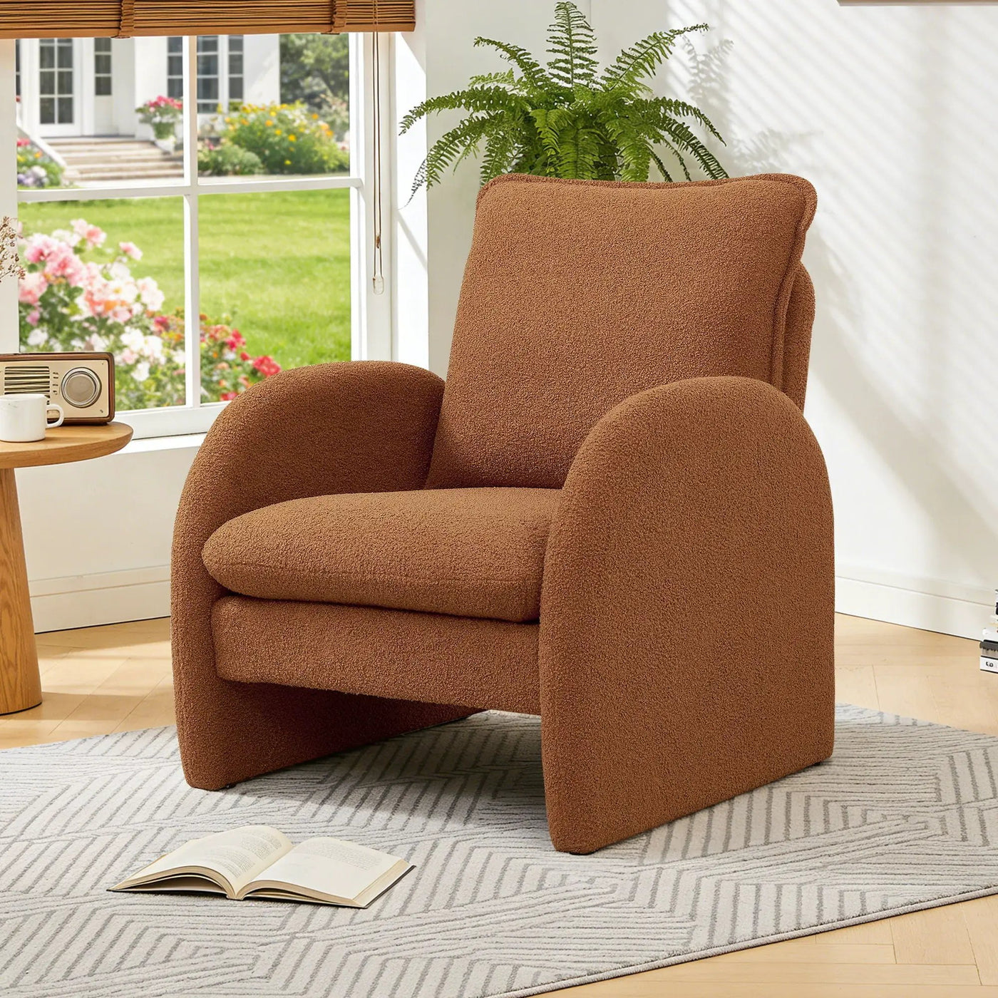 Modern Sherpa Upholstered Accent Chair, Comfortable Living Room Armchair, Lounge Chair For Bedroom, And Office by HouseOfZazla
