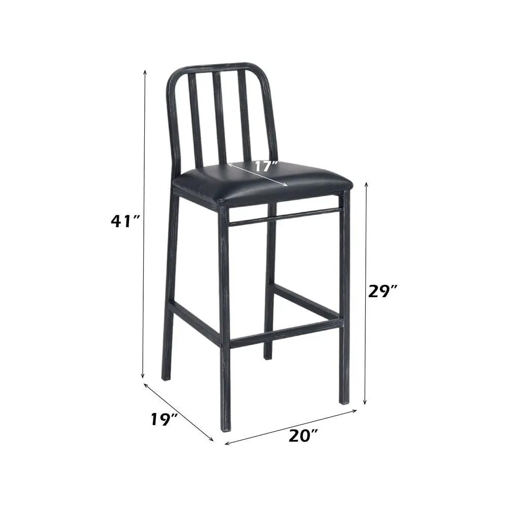 Jodie - Bar Chair (Set of 2) - Black Synthetic Leather & Antique Black by Unique Piece Furniture