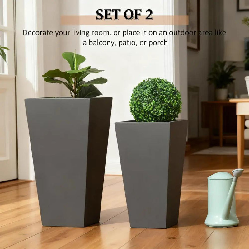 Durable & Stackable Plant Pot, 2-Pack Outdoor Planter Set by HouseOfZazla