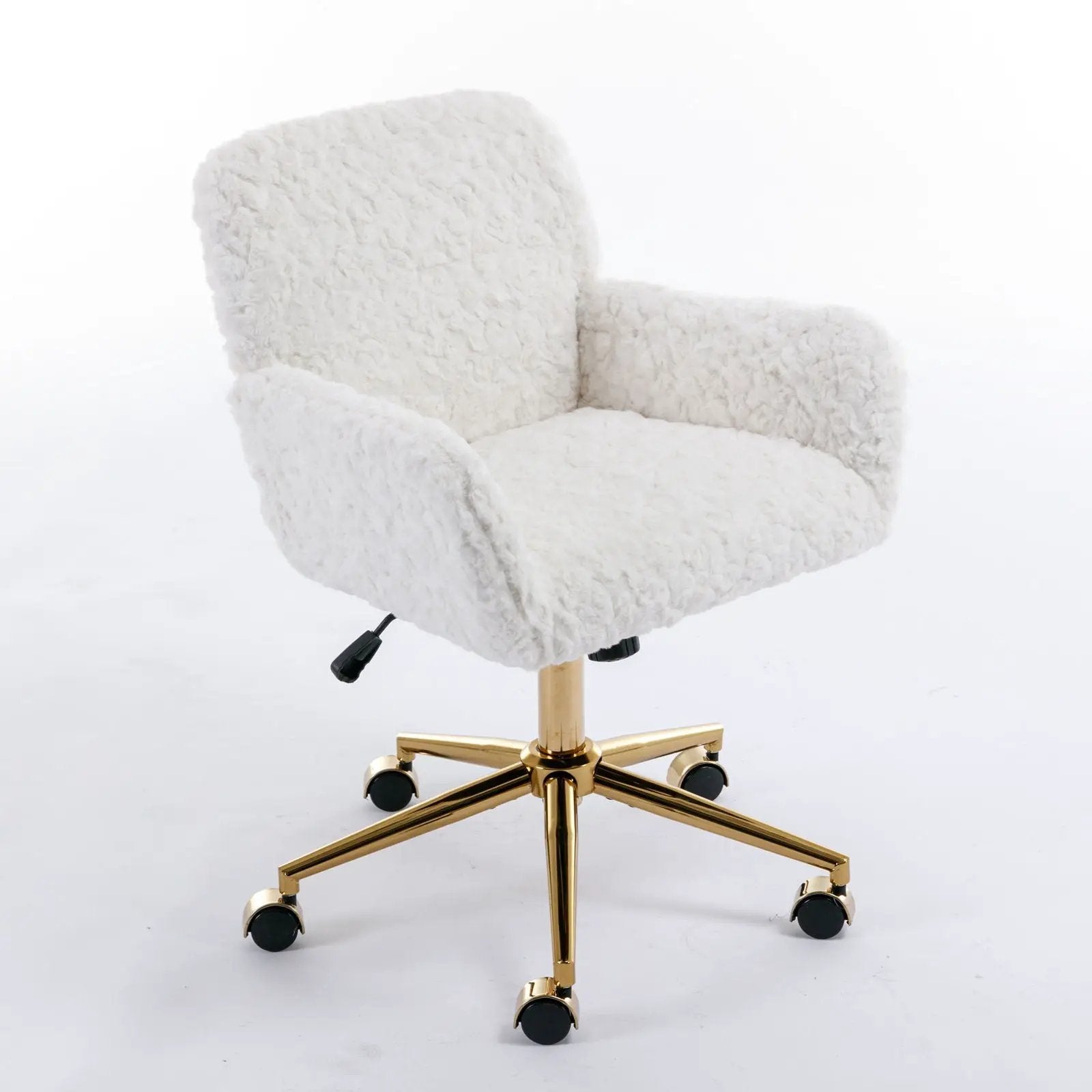 Office Chair, Artificial Rabbit Hair Home Office Chair With Metal Base, Adjustable Desk Chair Swivel Office Chair, Vanity Chair by HouseOfZazla