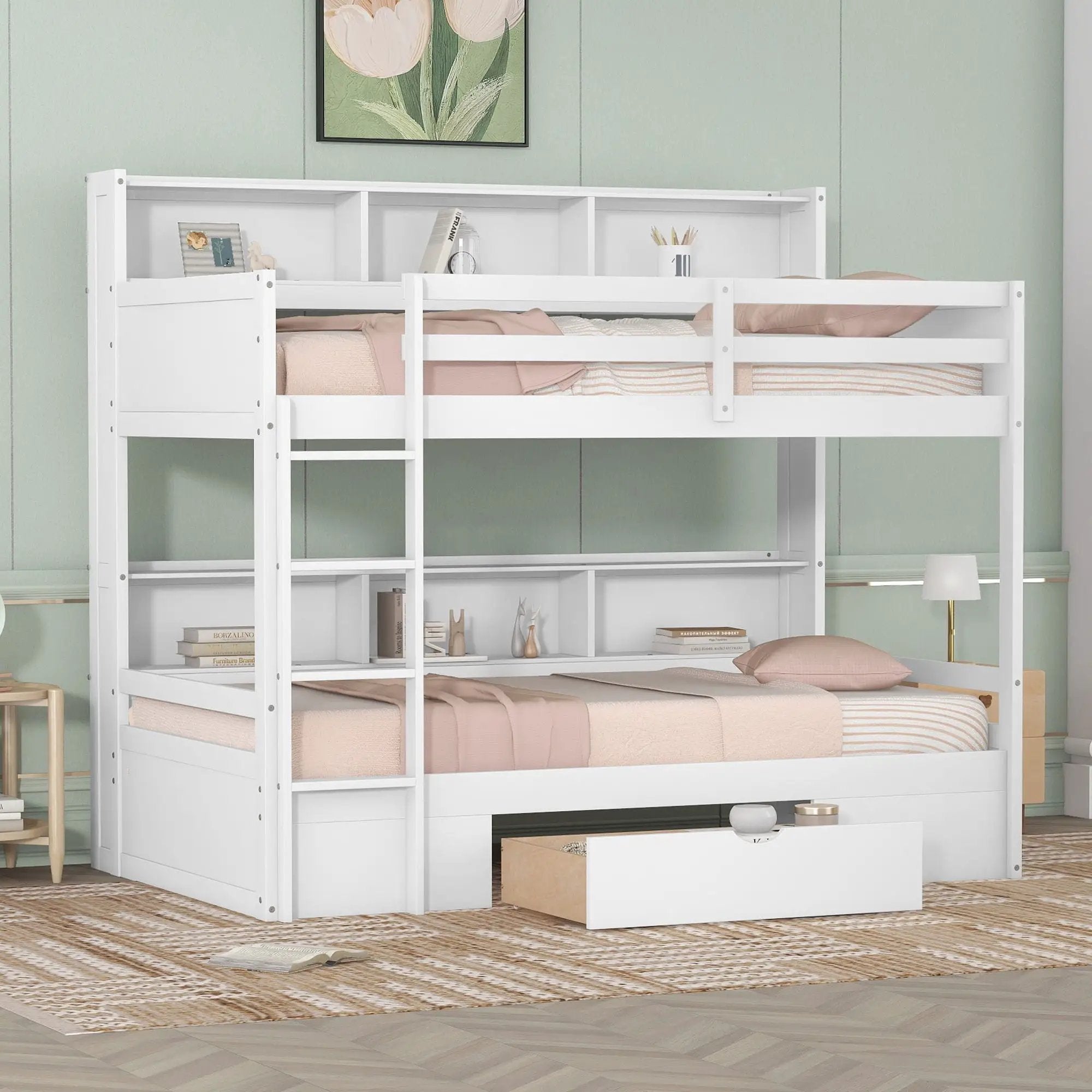 Carolee - Twin Size Bunk Bed With Built-In Shelves by Unique Piece Furniture
