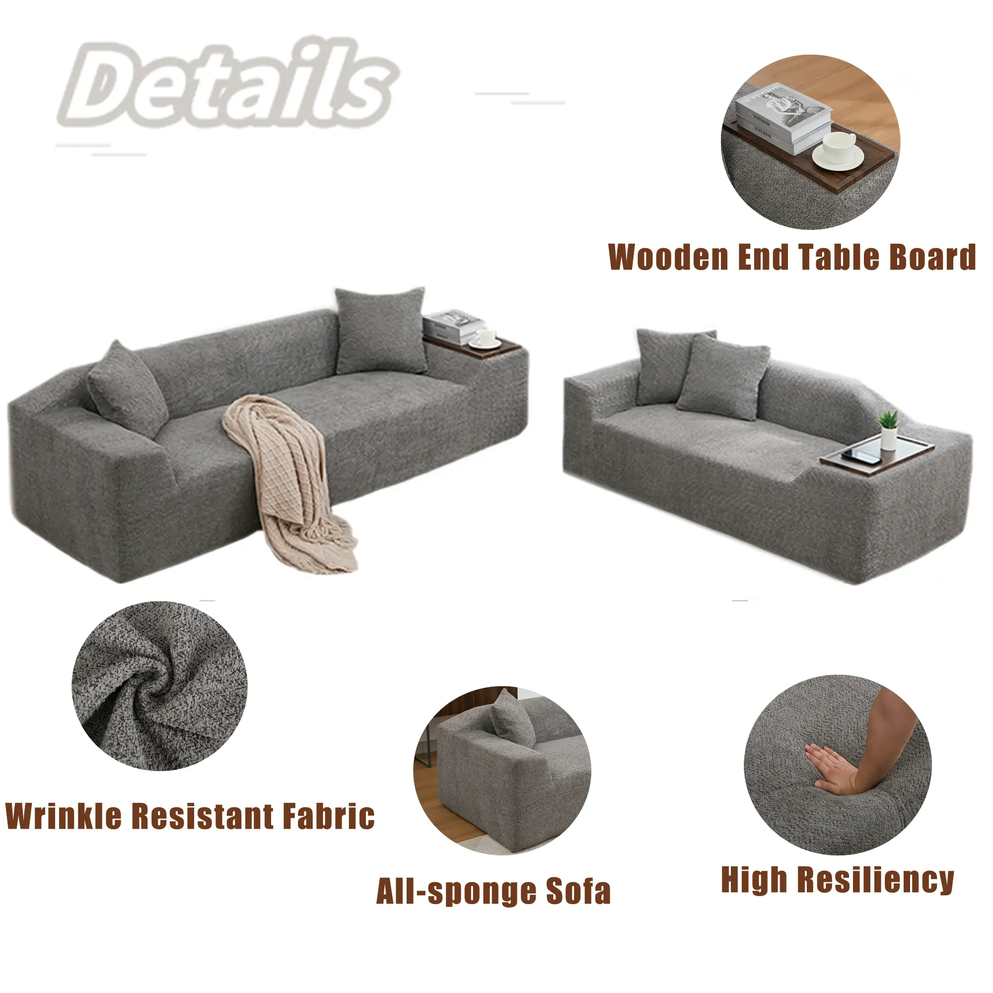 Modern 2 Piece Boucle Cloud Sofa Set by HouseOfZazla
