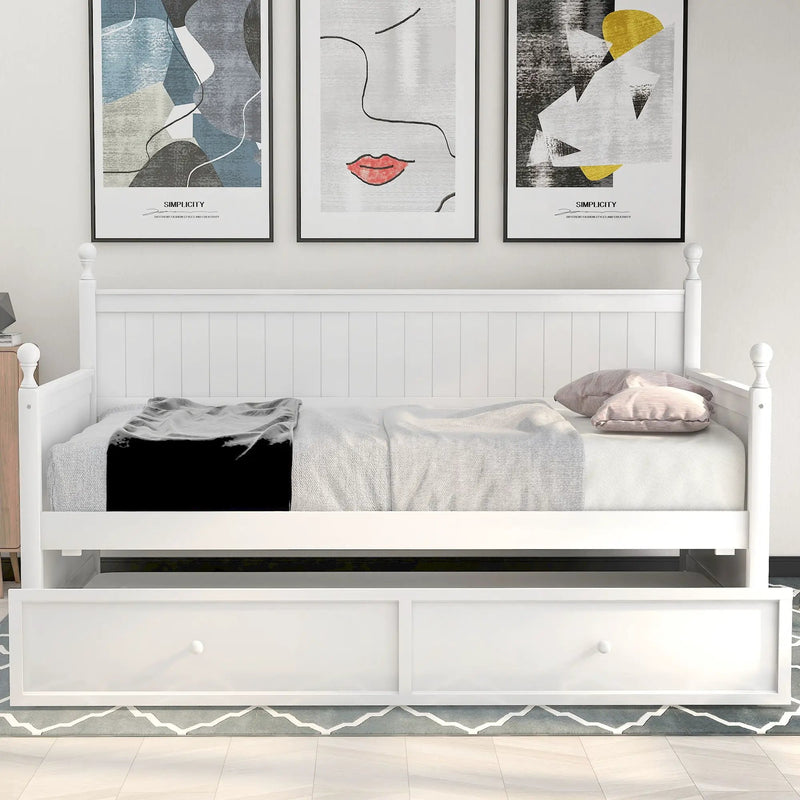 Twin Size Daybed & Twin Size Trundle - White by HouseOfZazla