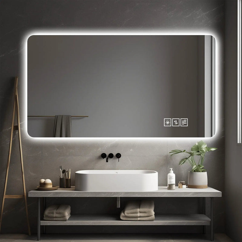 Wall Mounted Bathroom Full Length Makeup Mirror With 3 Color Lighting - Clear by Unique Piece Furniture