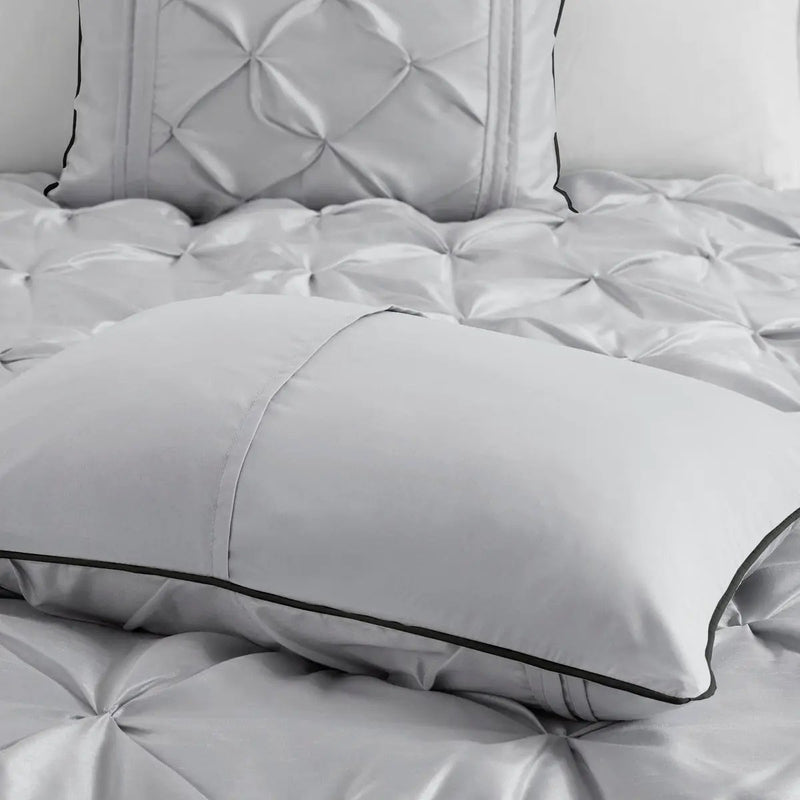 7 Piece Tufted Comforter Set Grey King by HouseOfZazla