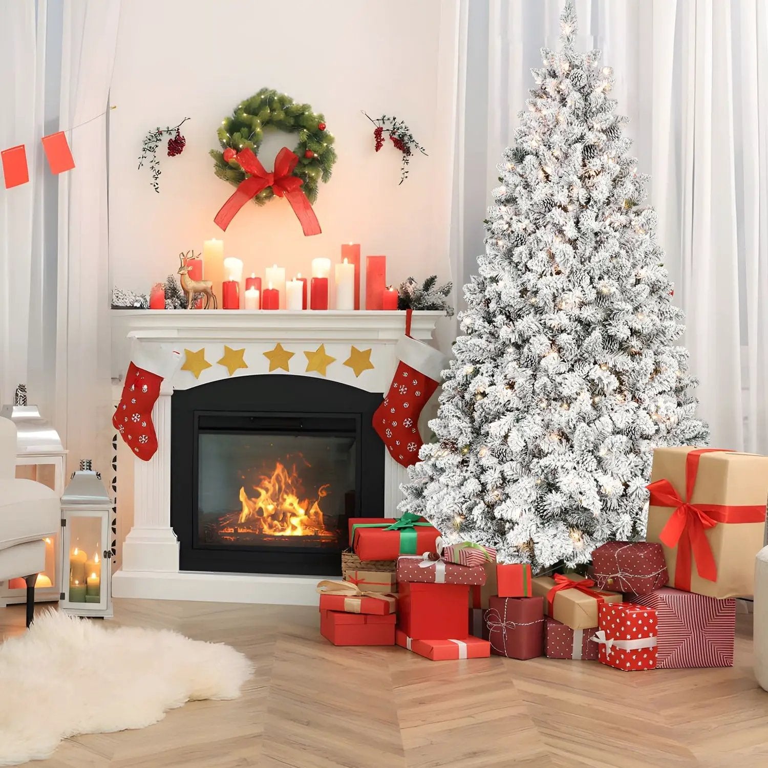4FT Flocked Christmas Tree with 150 UL Lights by HouseOfZazla