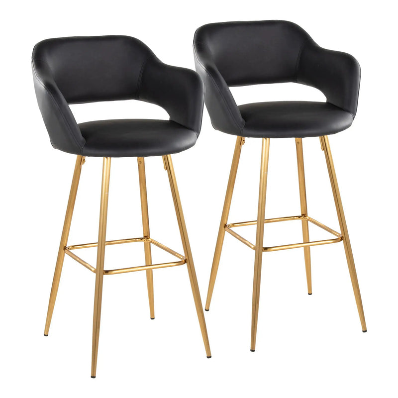 Margarite - Contemporary Fixed Height Barstool With Footrest (Set of 2) With Square by HouseOfZazla