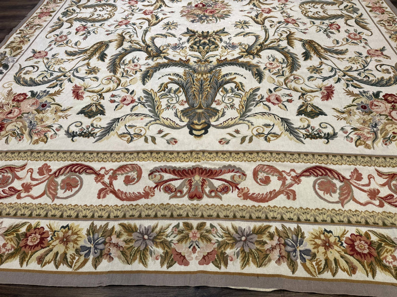 Aubusson Needlepoint Rug 10x14, Elegant European French Carpet, Vintage Carpet by Jewel Rugs