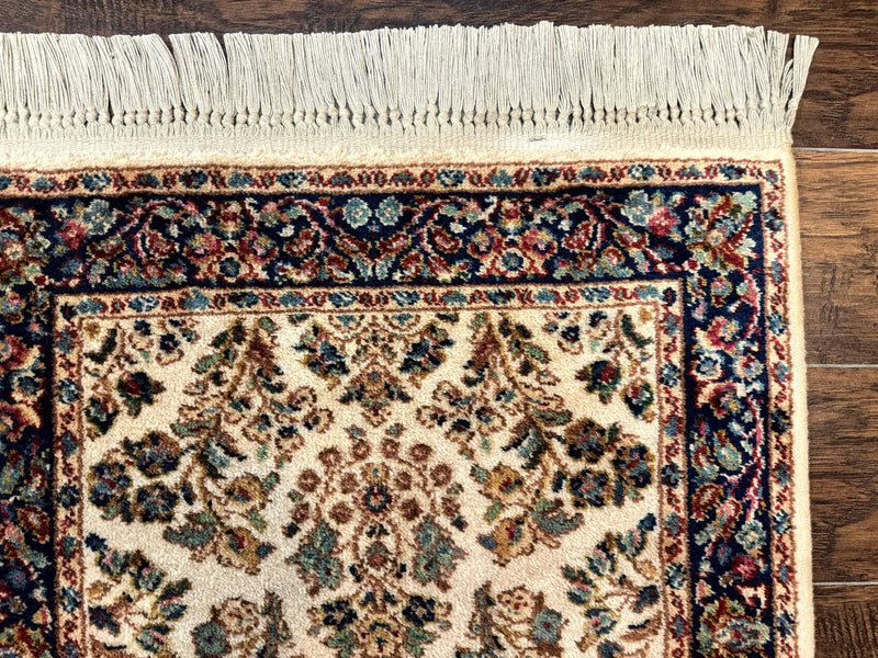 Karastan Rug 2.6 x 4, Karastan Ivory Sarouk #760, Vintage Wool Pile Small Karastan Carpet, Original Collection 700 Series Discontinued by Jewel Rugs