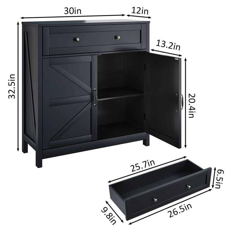 Farmhouse Storage Cabinet With Drawer And Adjustable Shelf by Unique Piece Furniture