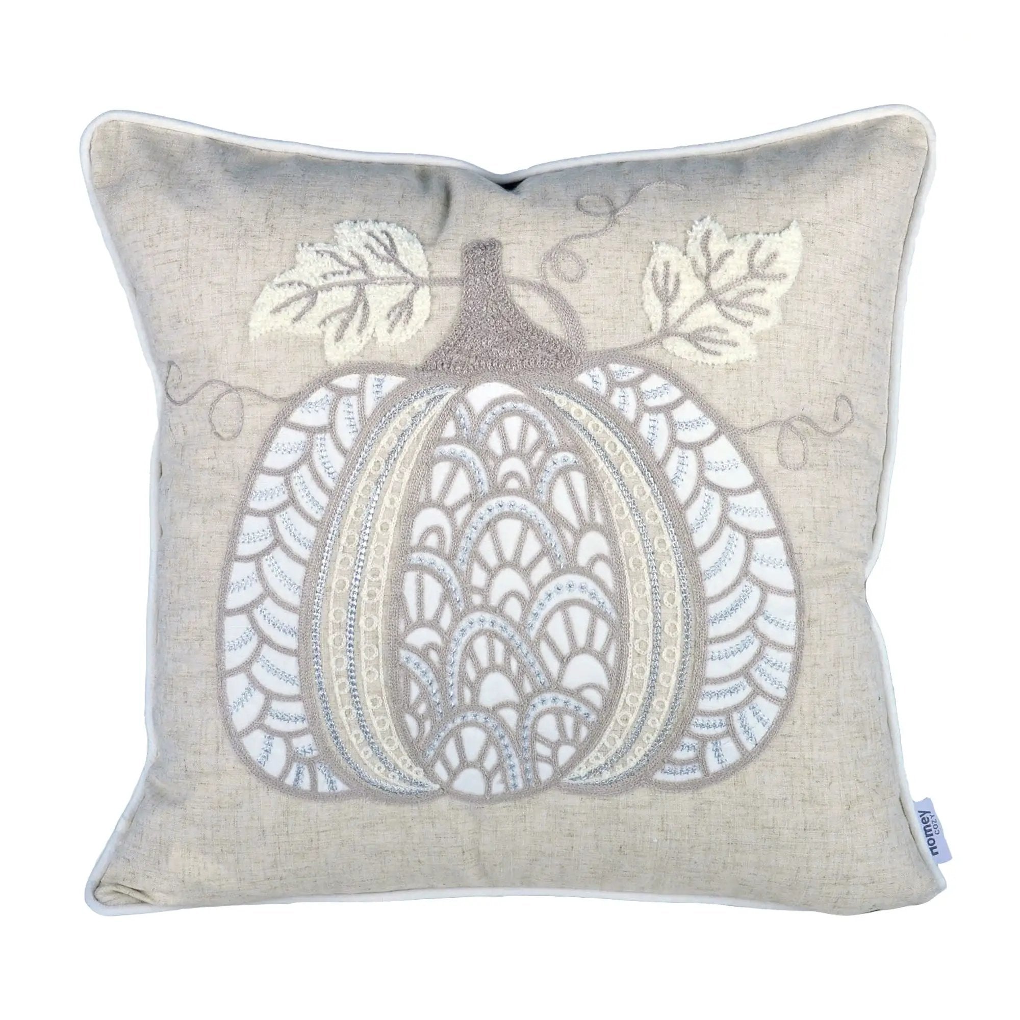 Lace Embroidered Pumpkin Throw Pillow - Natural by HouseOfZazla