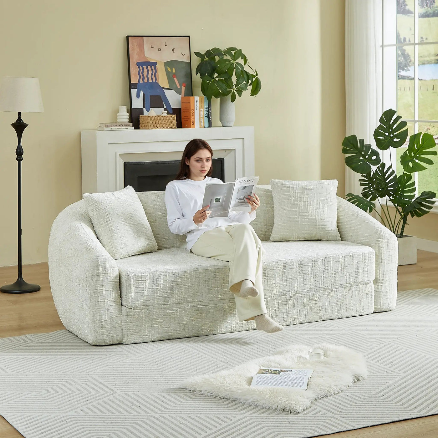 87-Inch Curved Convertible Sofa Recliner by HouseOfZazla