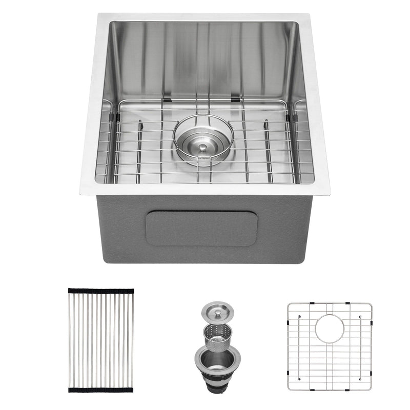 Modern Undermount Stainless Steel Kitchen Sink 16 Gauge, Deep Single Bowl by HouseOfZazla