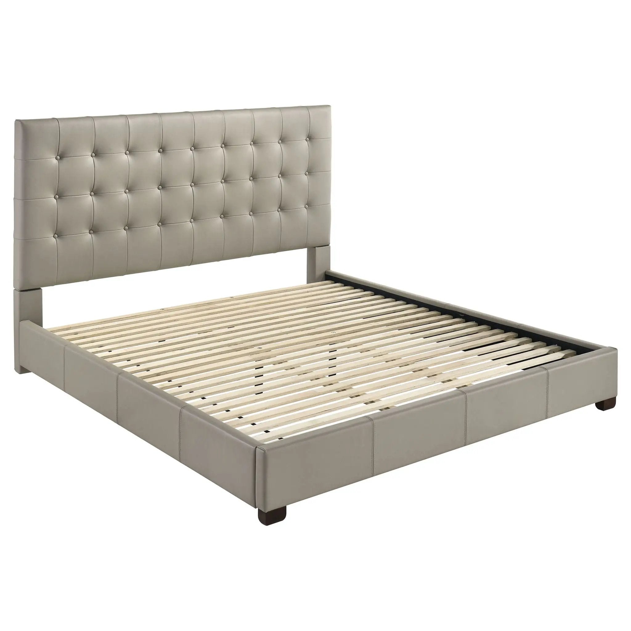 Medley Genuine Leather Eastern King Platform Bed Tan by Unique Piece Furniture