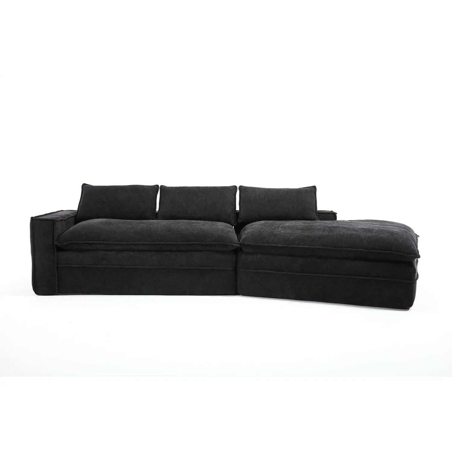 Modern Minimalist Modular Sectional Sofa With Deep Seats And Right Facing Chaise by Unique Piece Furniture
