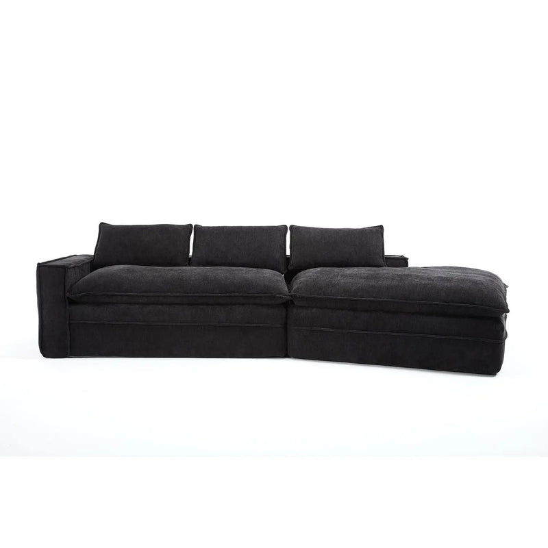 Modern Minimalist Modular Sectional Sofa With Deep Seats And Right Facing Chaise by Unique Piece Furniture