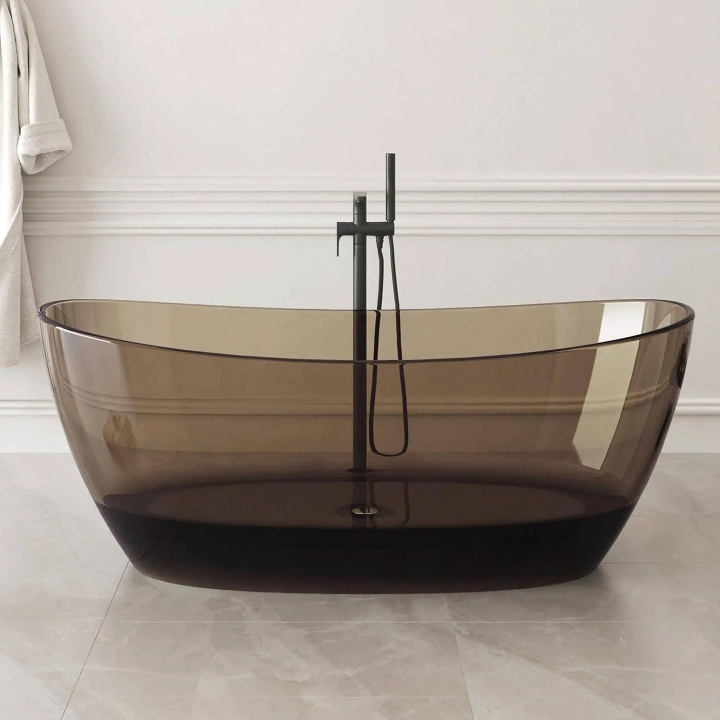 [65X33.5-Inch] Freestanding Modern Oval Stone Resin Soaking Tub With Overflow Drain (SAK39231) by SAKSBY WHOLESALE